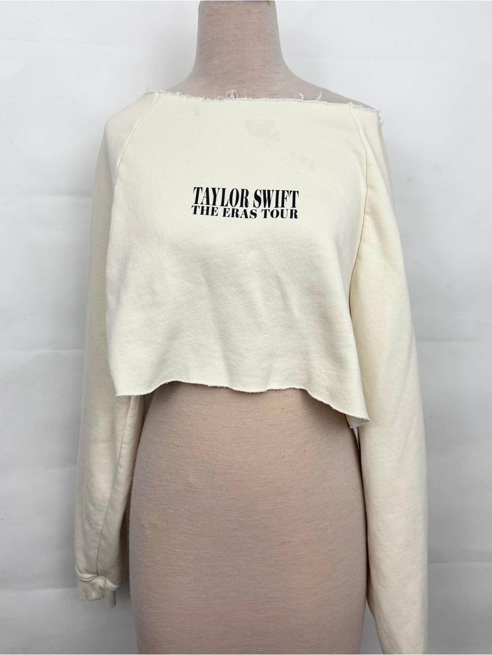 Taylor Swift The Eras Tour Cream Cropped off shoulder Sweatshirt Women Med
